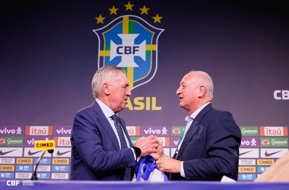 Felipão e Parreira participam da apresentação de Carlo Ancelotti