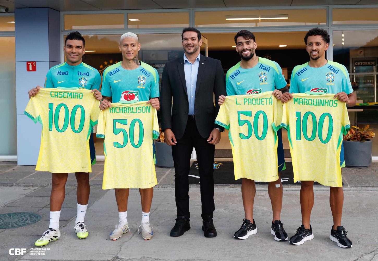 CBF homenageia Marquinhos, Casemiro, Paquetá e Richarlison