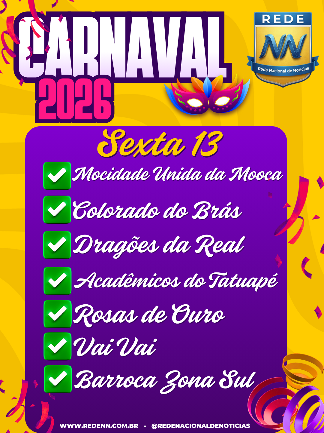 Começa hoje os desfiles das escolas de samba do grupo especial de São Paulo