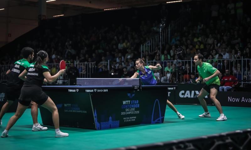 Hugo Calderano e Bruna Takahashi seguem na disputa do WTT Star Contender São José dos Campos