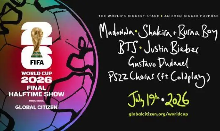 Justin Bieber será uma das atrações principais do show do intervalo da final da Copa do Mundo da FIFA 2026™, ao lado de Madonna, Shakira e BTS